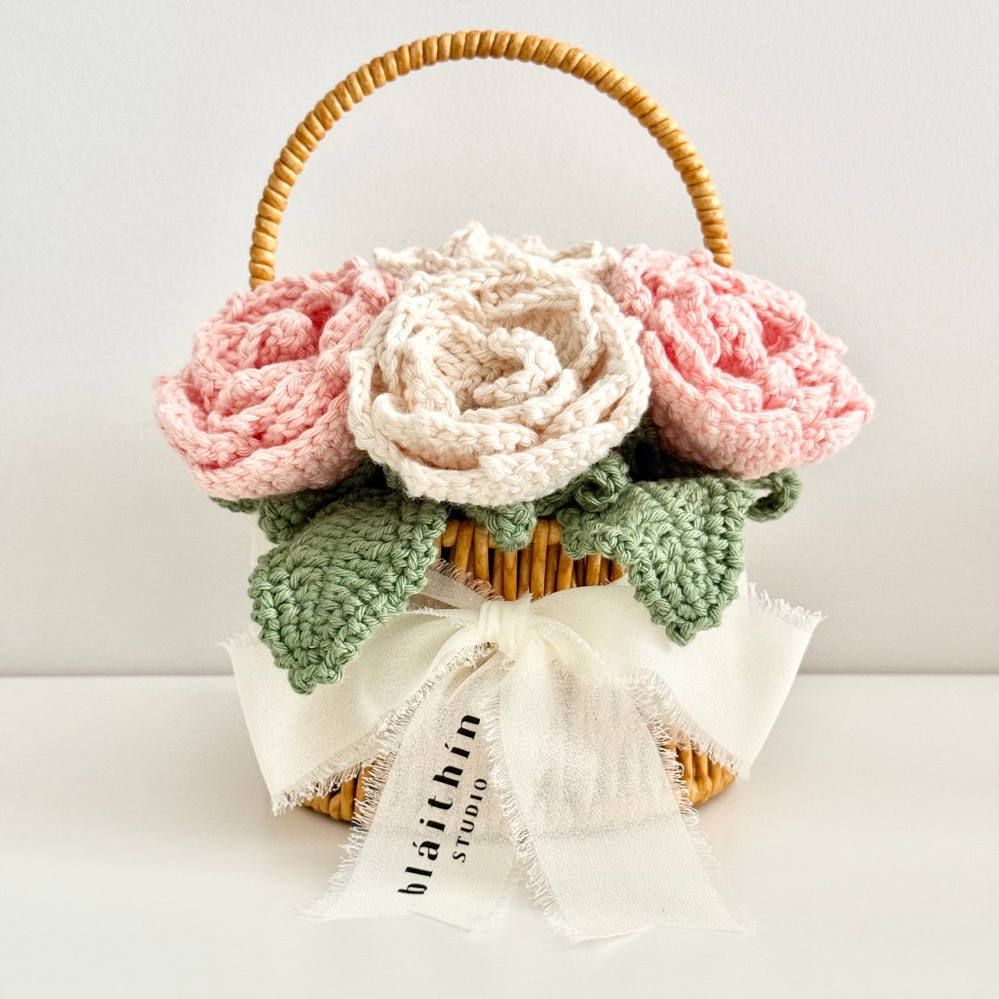 Pink & Cream Rose Basket
