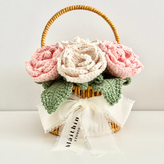 Pink & Cream Rose Basket